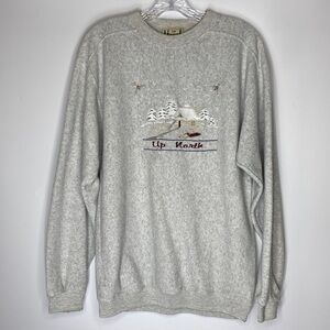 Vintage Up North Trading Company Grey Winter Cabin Crew Sweatshirt Medium